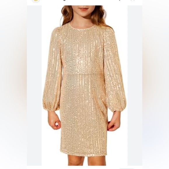 Grace Karin Other - Grace Karin Champagne Sequin Dress with Puff Sleeves